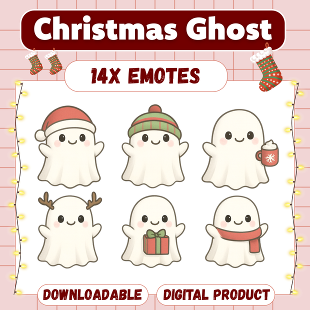 [VTuber向け] クリスマスゴーストスタンプ14個✨ [ストリーマー向け]