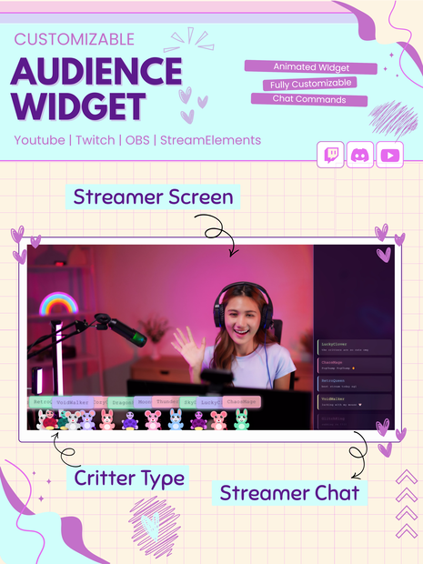  【VTuber向け】【YouTube/Twitch】視聴者参加型ウィジェットセット✨│ストリーミング向け