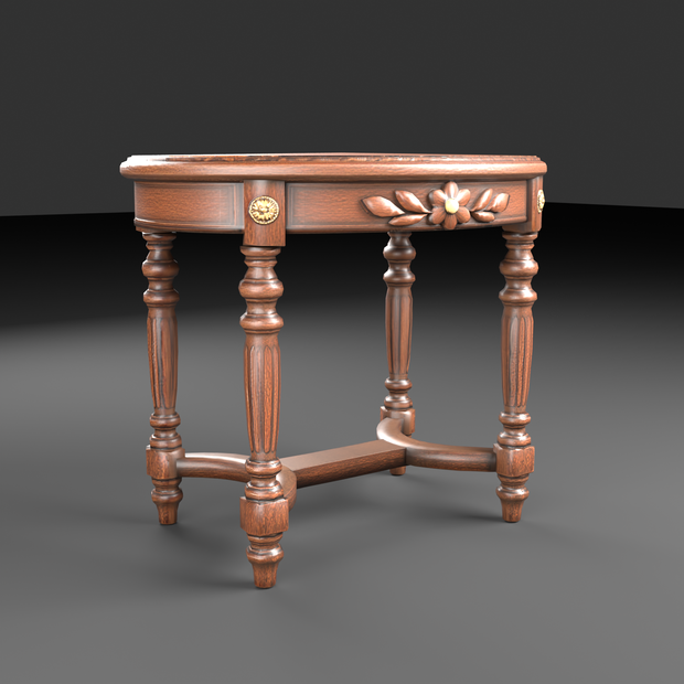 【Victorian Collection No.005】ヴィクトリア調 楕円テーブル / 3Dモデル（VRChat・Unity・Blender対応）