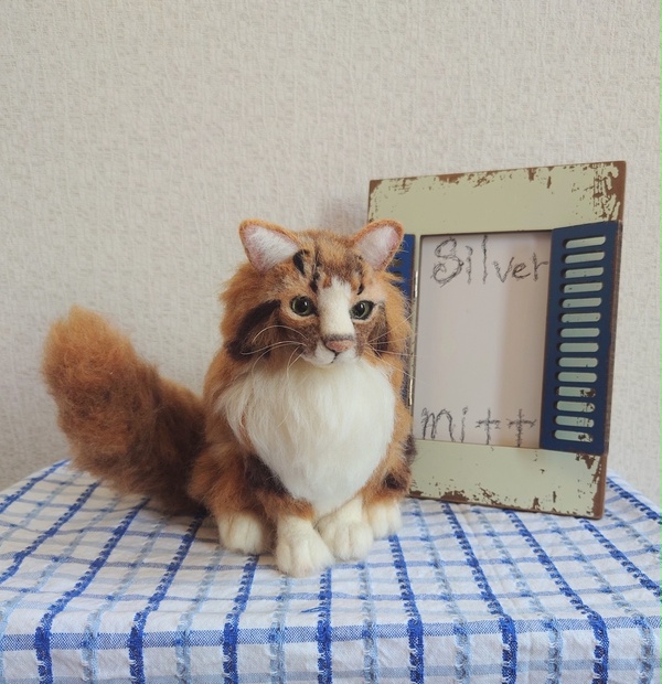 羊毛フェルト ハンドメイド ハットキャットキーホルダー 猫 - おもちゃ