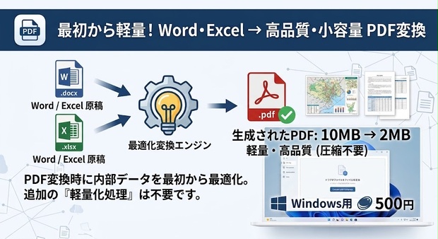 【軽量】Excel・Word → PDF変換ツール｜Windows用