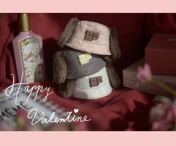 Valentine Dog bucket hat rosepink BOOTH