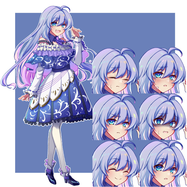 【フリー素材】青髪女の子の立ち絵【PNG10種orPSD】