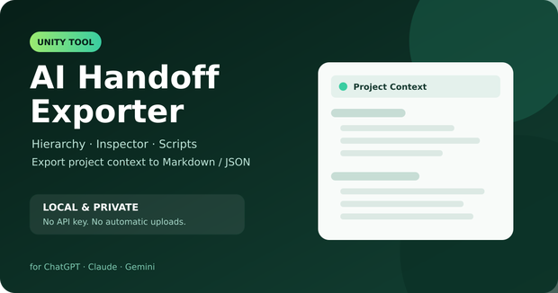 AI Handoff Exporter for Unity｜Hierarchy・Inspector・ScriptをAI用資料に自動変換