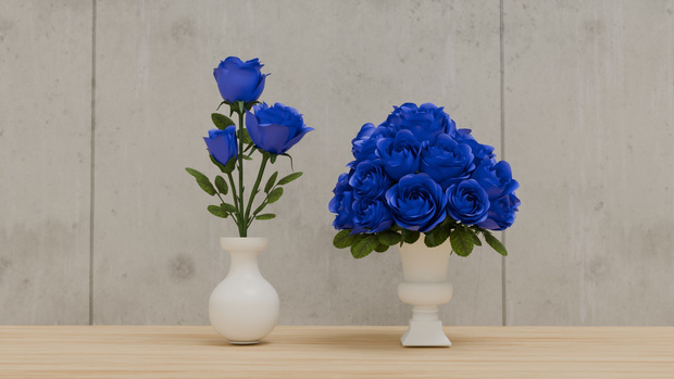 Blenderを使って作った青薔薇の花瓶挿し、花瓶シリーズ