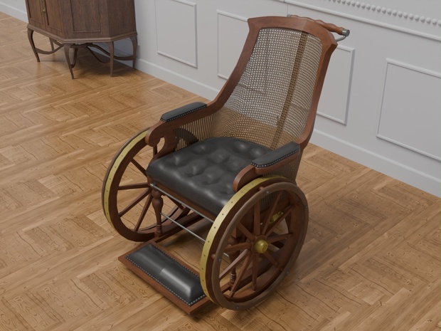 Sit判定付 木製の車椅子　VRC対応室内装飾品　アンティークシリーズ