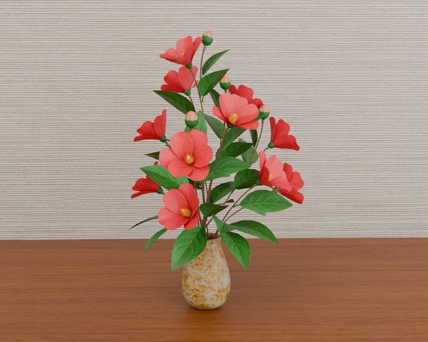 椿の花瓶飾り　VRC対応装飾品　花シリーズ　shader2種