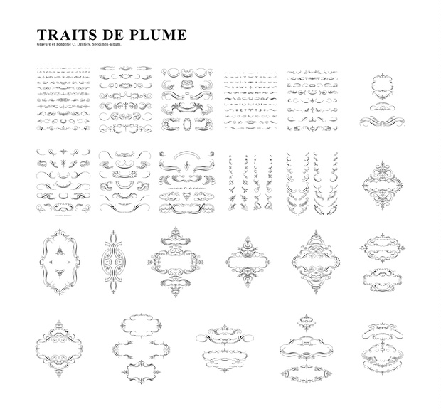 装飾活字：【PNG エディション】Gravure et Fonderie C. Derriey. Specimen-album. [TRAITS DE PLUME]