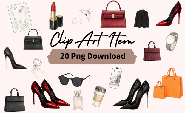 雑誌風イラスト素材20点/Fashion Editorial ClipArt