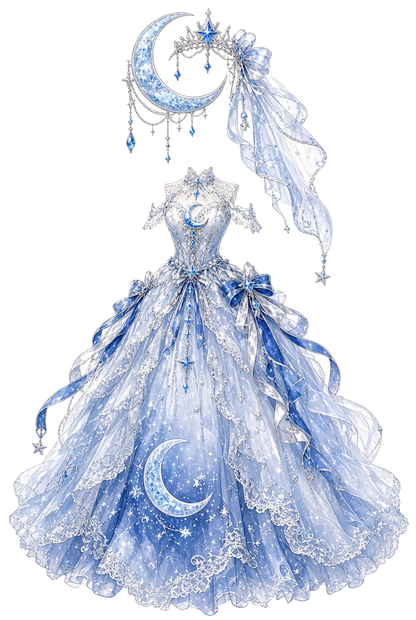 月をイメージしたウエディングドレス風