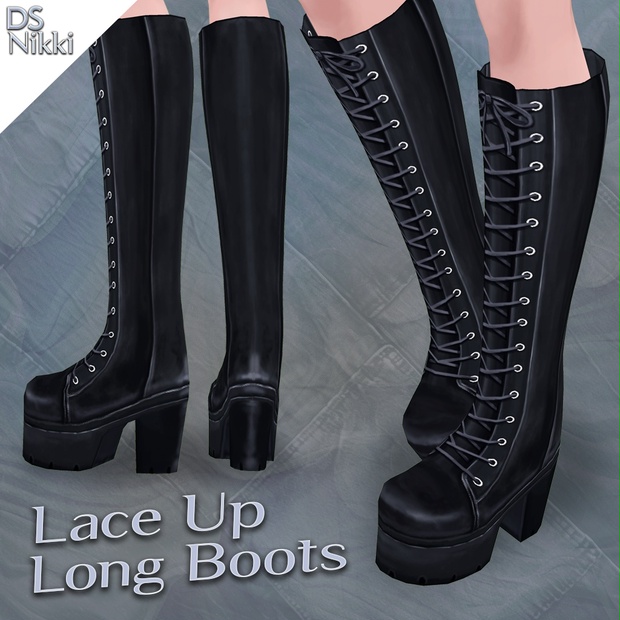 Vroid Lace Up Long Boots Texture - Dreamstate Nikki - BOOTH