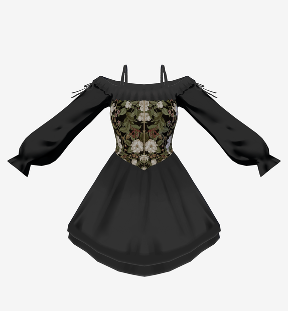 【無料/Free Vroid dress texture】DD003 black dress