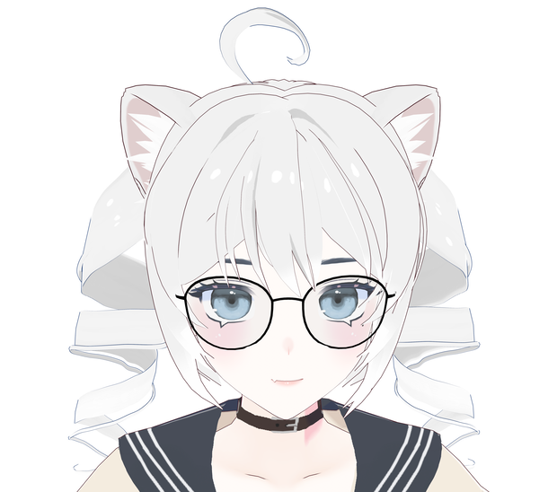 【vroid/vrm model】FF004 Cat-eared jk with glasses
