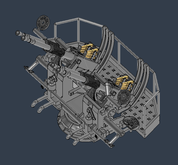 4連装 40mmボフォース対空機関砲 45°