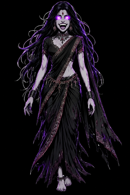 "The Churel" - Gothic Saree Horror PNGTuber Pack (4 Expressions)
