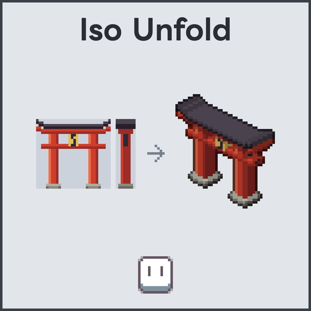 Iso Unfold【Aseprite 拡張機能】展開図からアイソメのドット絵を4方向に