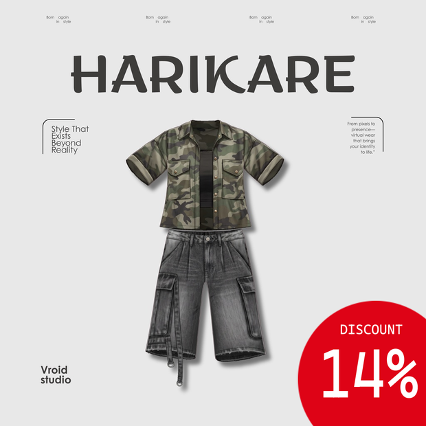 DISCOUNT!  Military Streetwear Cargo pants For VRChat vtuber Vroid fashion asset. Shadow Camo