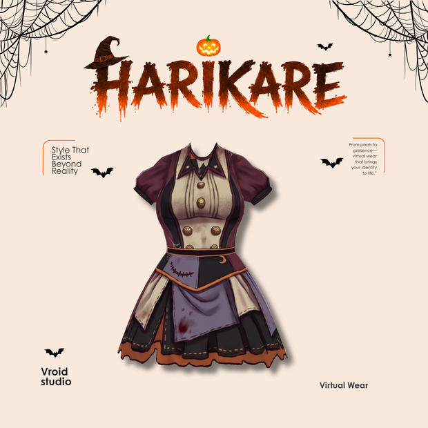 Zombie Maid Scary Cosplay Clothes, 3D VRChat VRM VRoid VTuber Outfit