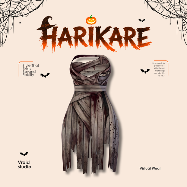 Scary Mummy Halloween Costume, Blood Mummy Horror Cosplay VRChat VTuber VRoid Outfit