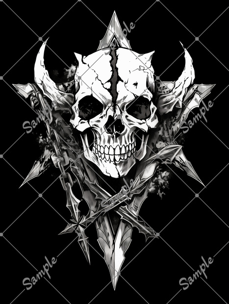 VRC用タトゥー素材　tatoo 骸骨 crackedskull