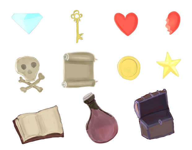 【商用利用可】手描きRPGアイテムアイコンセット