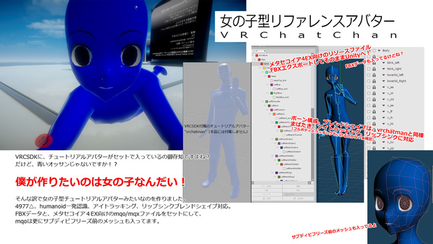 VRChat向け女の子型チュートリアルアバター"VRChatChan"
