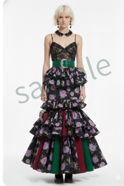 【Ai生成】アーバン・ゴシック・ローズドレス　 【AI-generated】Urban Gothic Purple Rose Dress