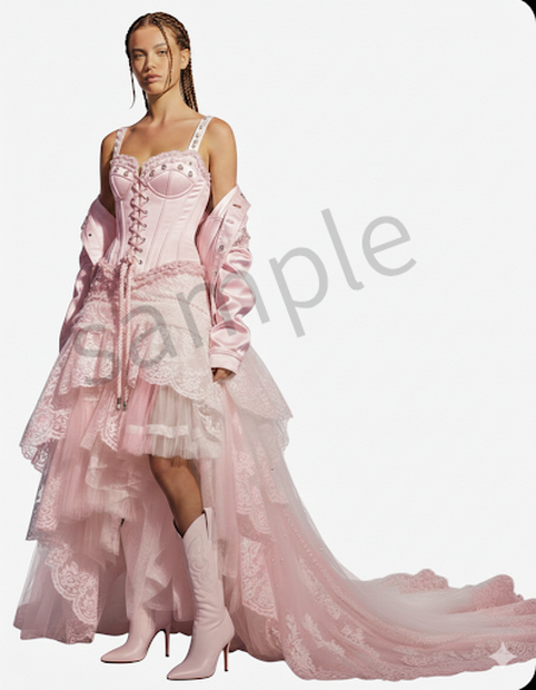 【AI生成】ピンクコルセット ハイ・ロードレス　【AI Generated】 Pink Corset High-Low Dress