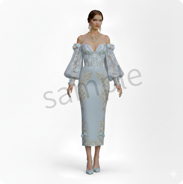 【AI生成】バロック刺繍のコルセットドレス【AI-generated】Baroque Embroidery Corset Dress