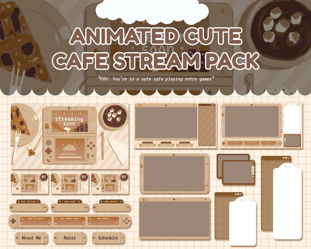 Cute Retro Cafe Layout Coffee | Stream Twitch Backgrounds | Twitch Panels | Twitch Stream | かわいいレトロなカフェのレイアウトストリーム Twitch 背景 | ツイッチパネル |ツイッチストリーム |