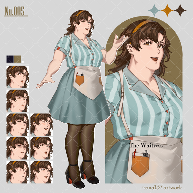 【無料版あり】立ち絵素材_表情差分9種【The Waitress】