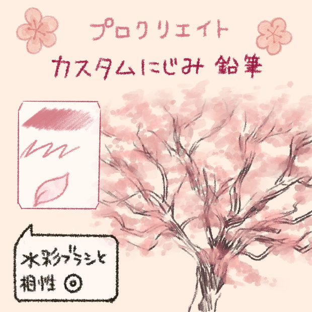 カスタムにじみ鉛筆ブラシ　procreate pencil brush