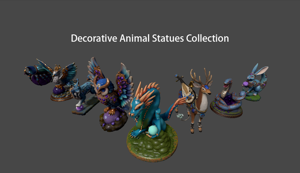 [VRChat]Decorative Animal Statues Collection 鉱物調色アニマル彫刻