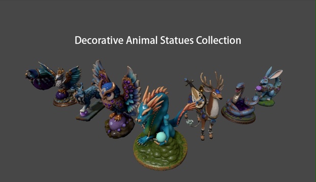[VRChat]Decorative Animal Statues Collection 鉱物調色アニマル彫刻 - Luna ...