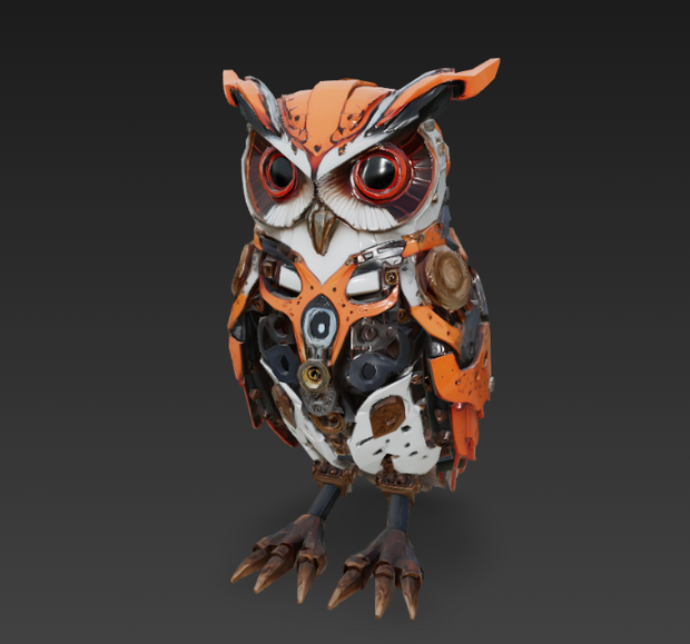 Steampunk Gear-Owl Sculpture