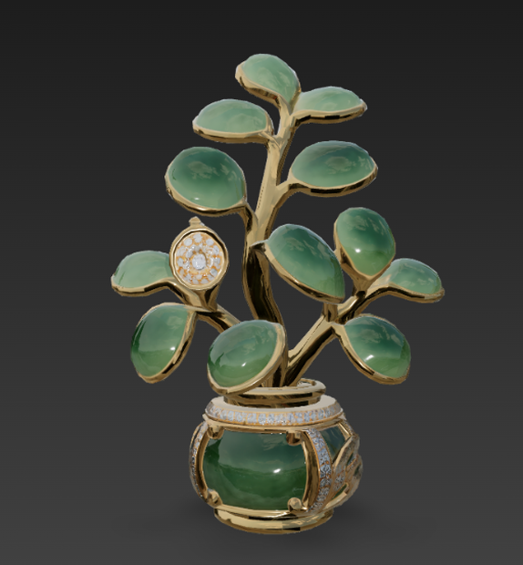 Golden Bonsai Brooch 金の盆栽ブローチ