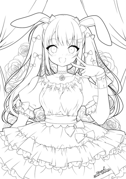 無料 はにーらびっと塗り絵 背景透過 公式 Honeyrabbitの雑貨屋さん Booth