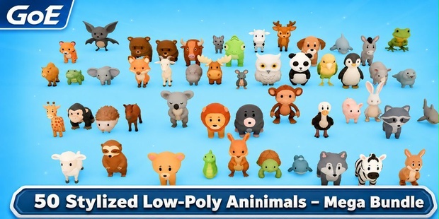 50 Stylized Animals Mega Bundle | Blender 3D Models | スタイライズド動物50体セット