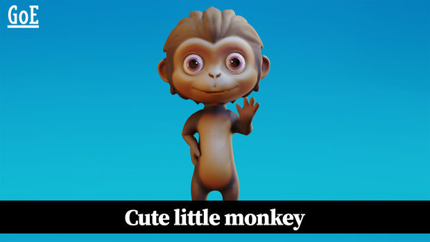 Cute Anthropomorphic Monkey - Rigged 3D Model | かわいいサル獣人3Dモデル