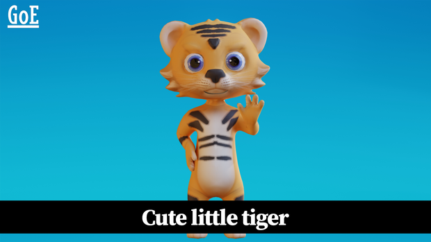 Cute Anthropomorphic Tiger - Rigged 3D Model | かわいいトラ獣人3Dモデル