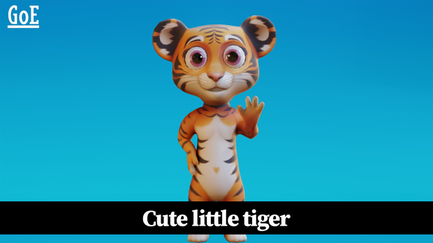 Cute Anthropomorphic Tiger Cub - Rigged 3D Model | かわいい子トラ獣人3Dモデル