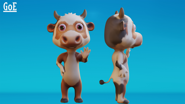 Cute Anthropomorphic Cow - Rigged 3D Model | かわいい牛獣人3Dモデル