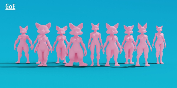 Furry Girls Bundle - 10 Stylized Female Base Meshes | 獣人女性ベースメッシュ10体セット