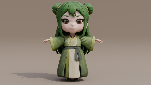 Stylized Chibi Girl - Rigged 3D Character | スタイライズドちび少女・リグ付き3Dモデル