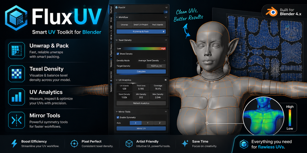 FluxUV - UV Toolkit for Blender | UV展開・パック・解析ツール