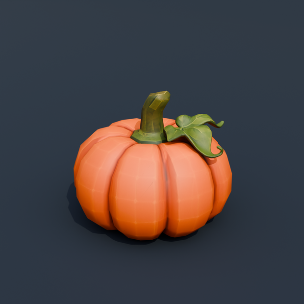 Stylized Low-Poly Classic Orange Pumpkin | Blender | ハロウィン3Dモデル