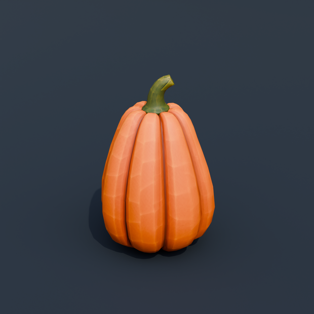 Stylized Low-Poly Tall Ribbed Pumpkin | Blender | ハロウィン3Dモデル