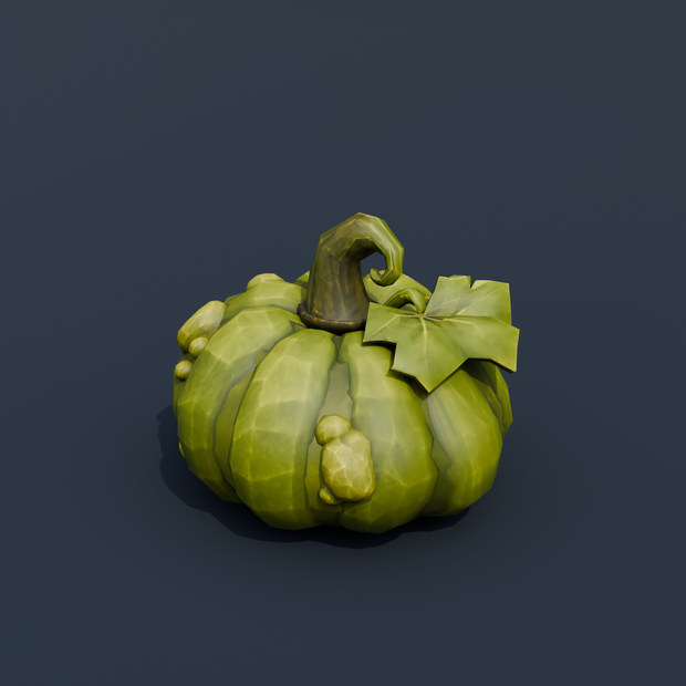 Stylized Low-Poly Green Swamp Pumpkin | Blender | ハロウィン3Dモデル