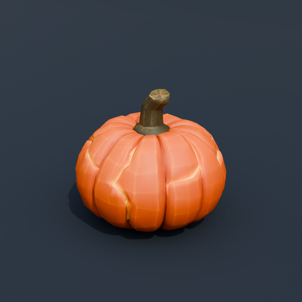 Stylized Low-Poly Cracked Glowing Pumpkin | Blender | ハロウィン3Dモデル