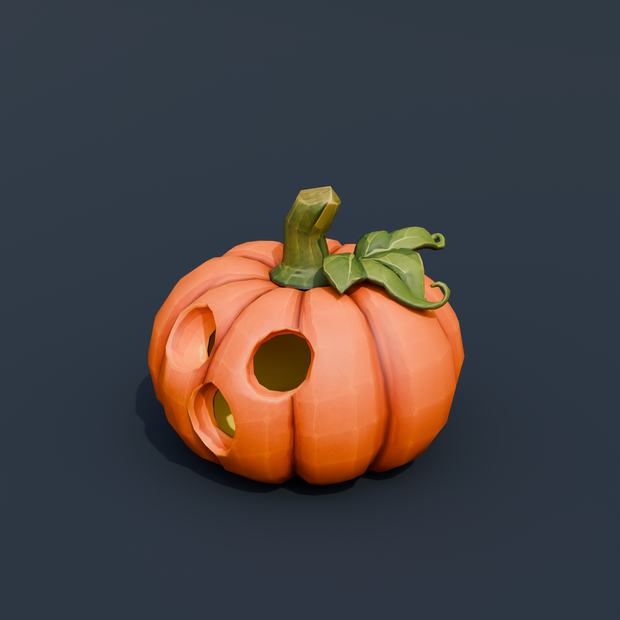 Stylized Low-Poly Surprised Jack-o'-Lantern | Blender | ハロウィン3Dモデル